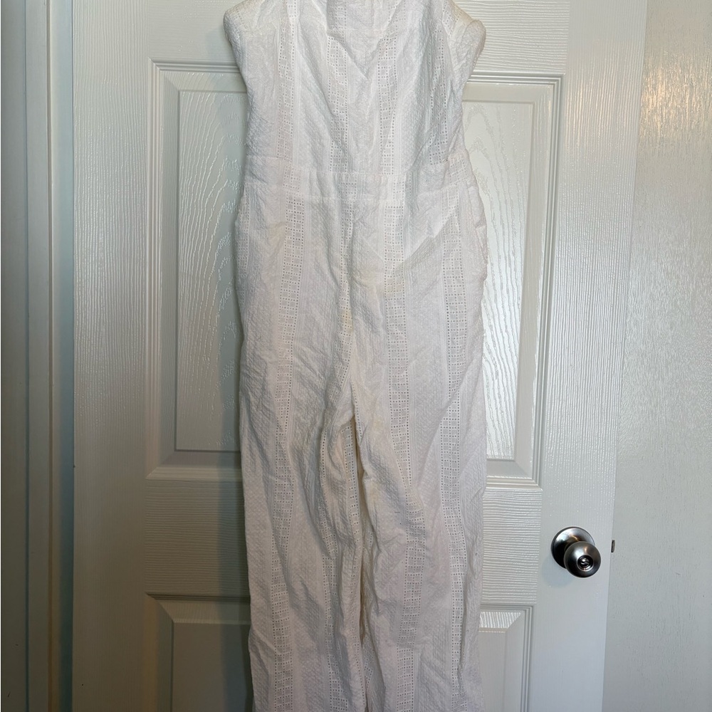 Freeway Textured White Jumpsuit